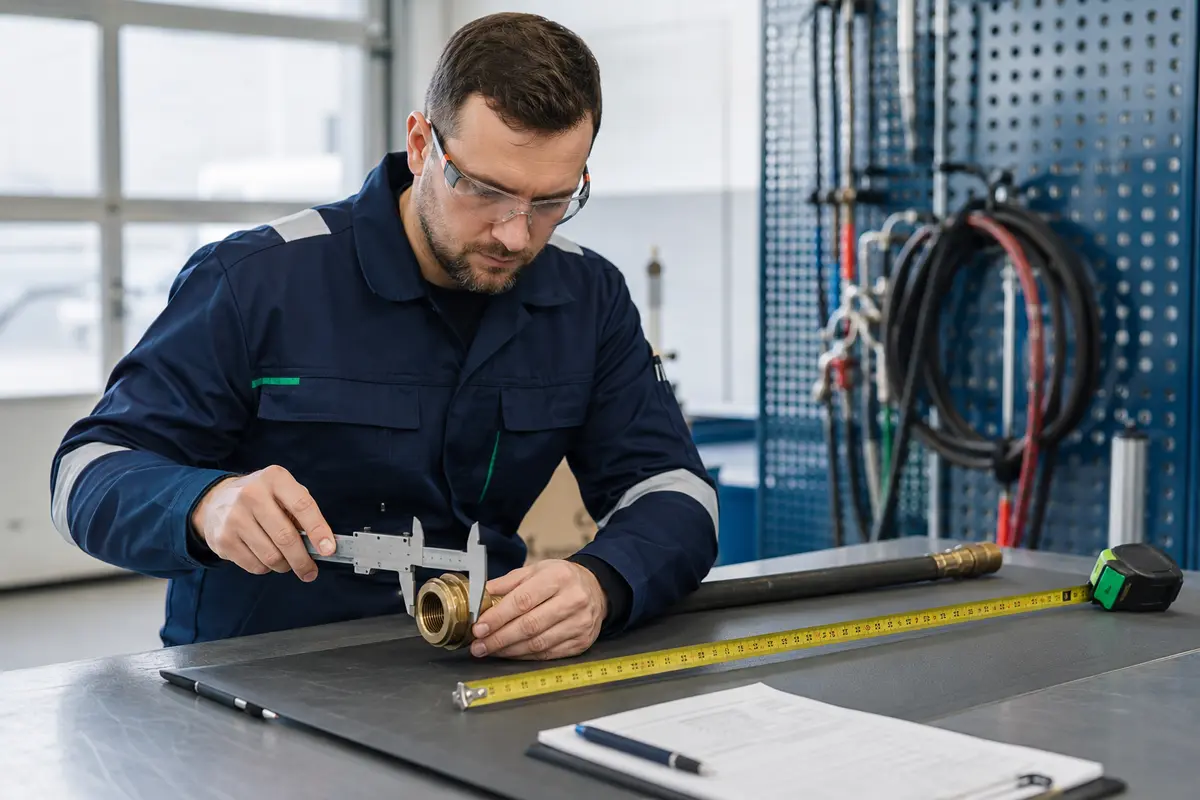 Marine fixed CO2 hose length fitting and thread measurement