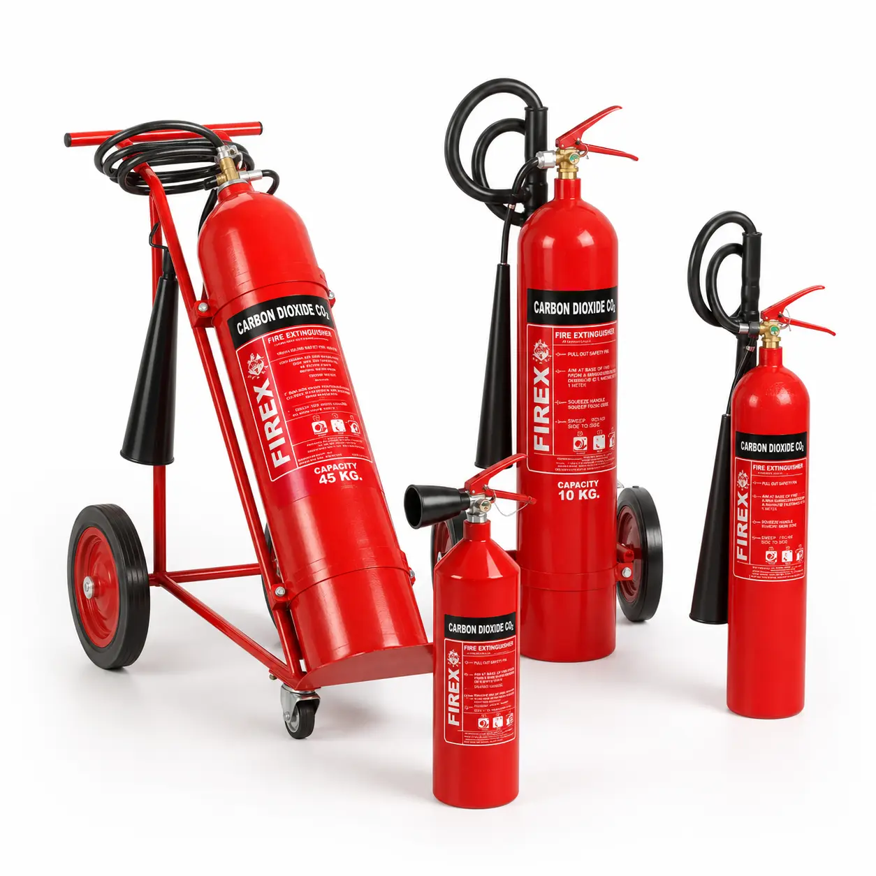 Firex CO₂ extinguishers for electrical equipment, control rooms and suitable flammable-liquid fire risks.