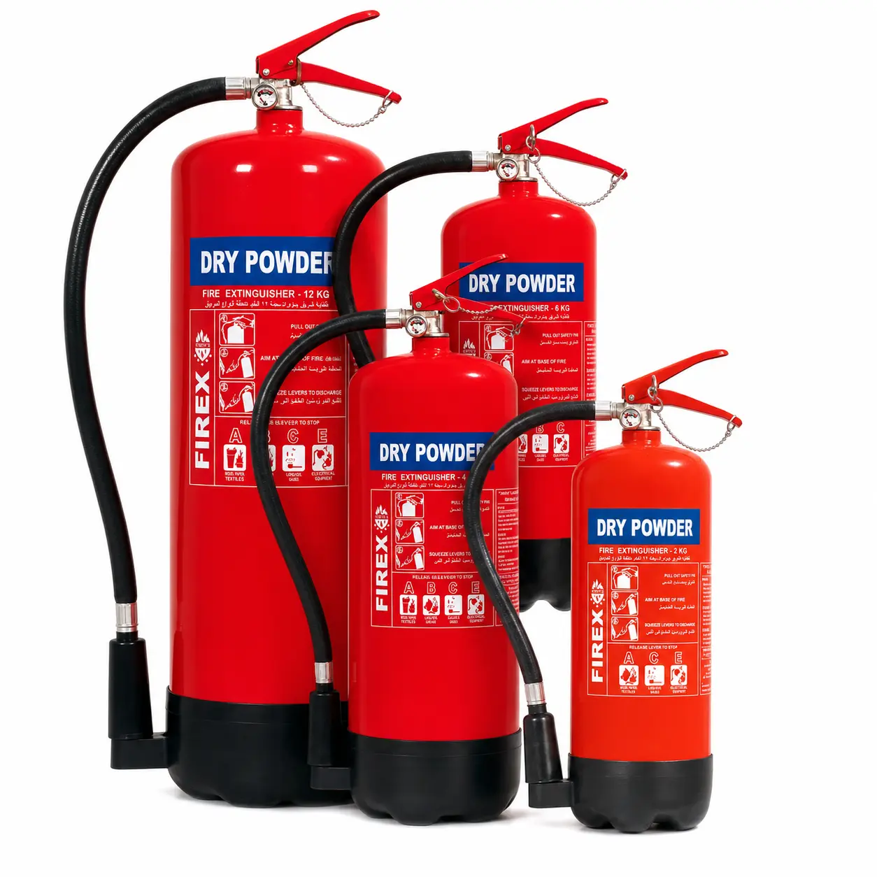 Firex dry-powder extinguishers available in multiple capacities for marine, offshore and industrial fire protection.