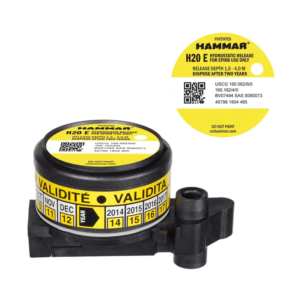 Hammar H20E HRU for automatic release of a float-free EPIRB.
