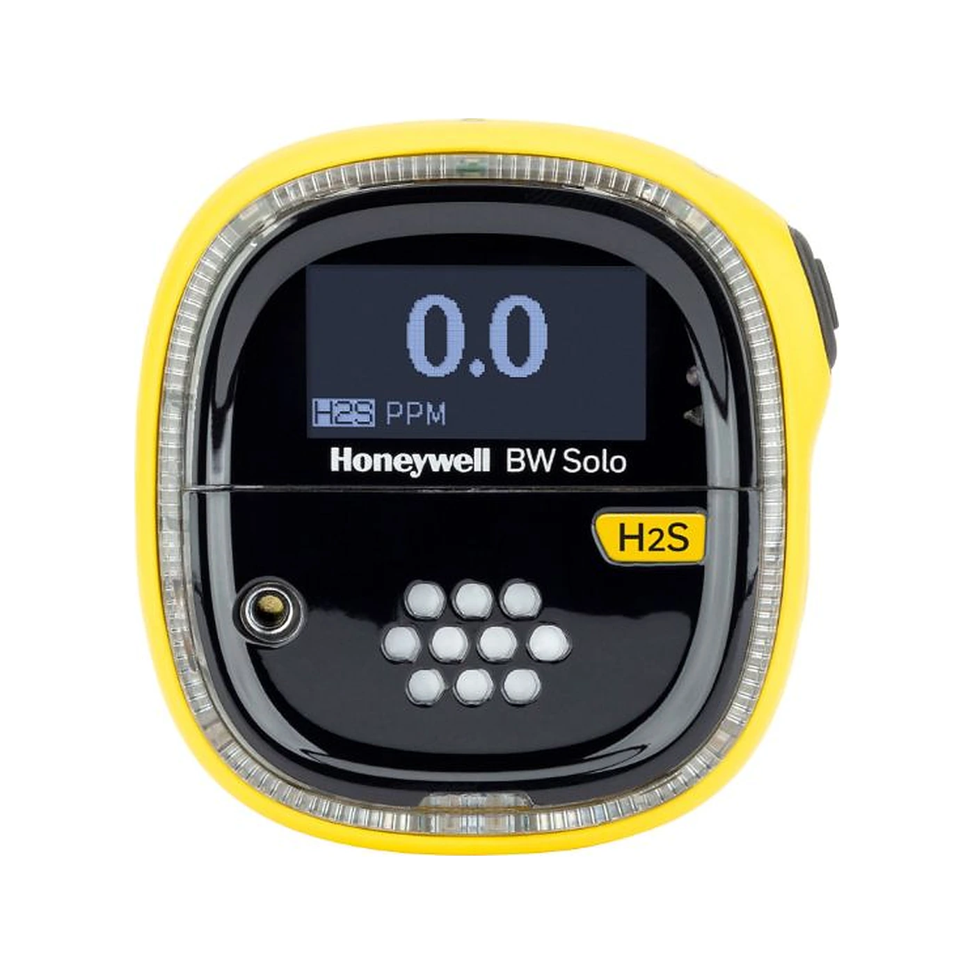 Portable Honeywell BW Solo detector for personal hydrogen sulphide monitoring in hazardous working environments.
