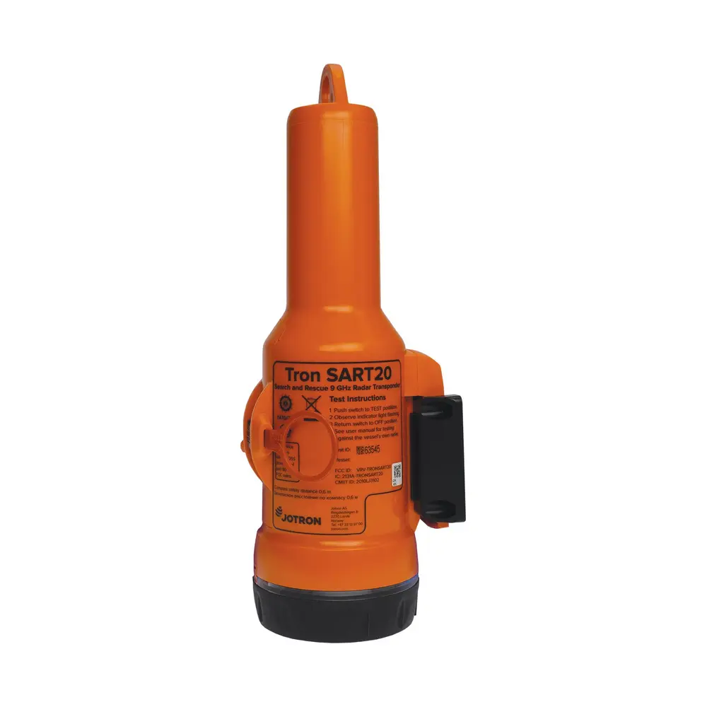 Compact Jotron radar SART for maritime search-and-rescue operations.