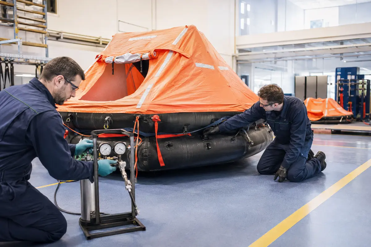 Liferaft inflation and pressure-retention testing