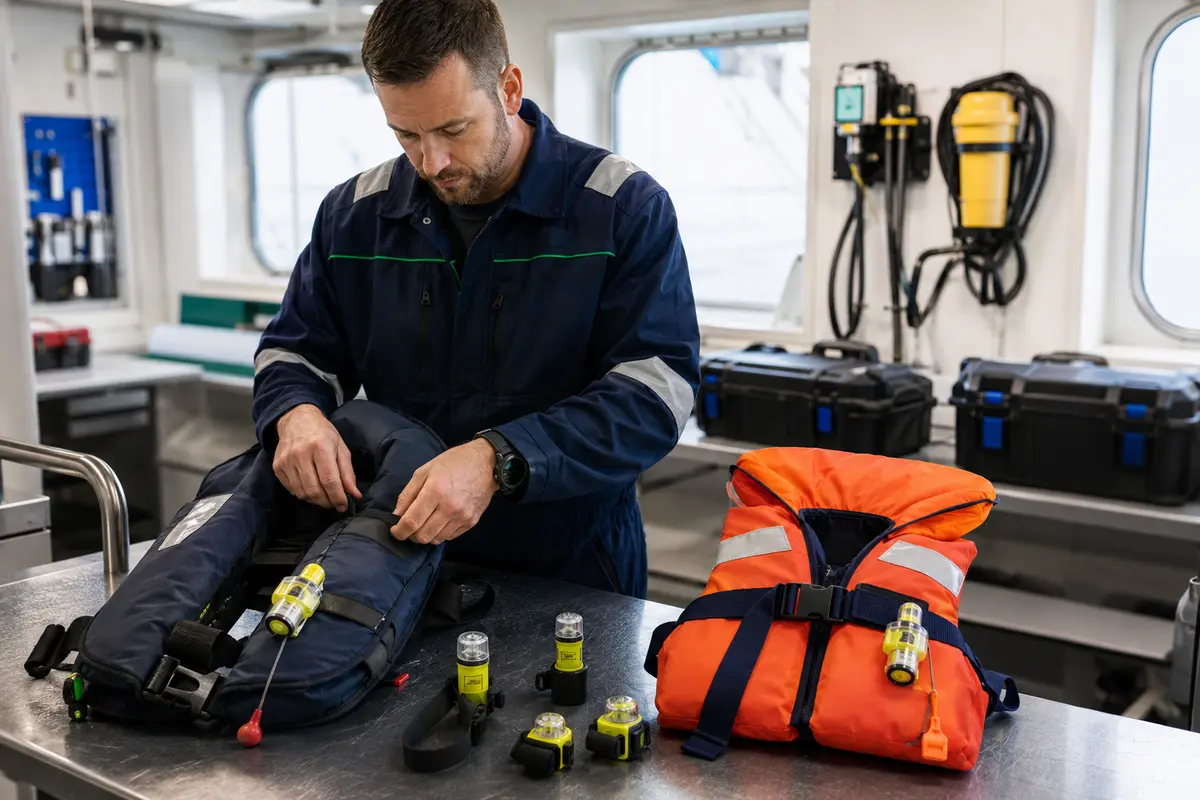 Marine life-jacket and life-jacket-light inspection